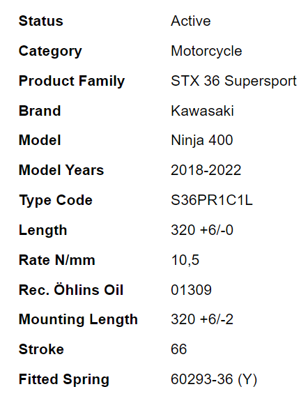 โช๊คหลัง OHLINS KA 744 FOR KAWASAKI Z400