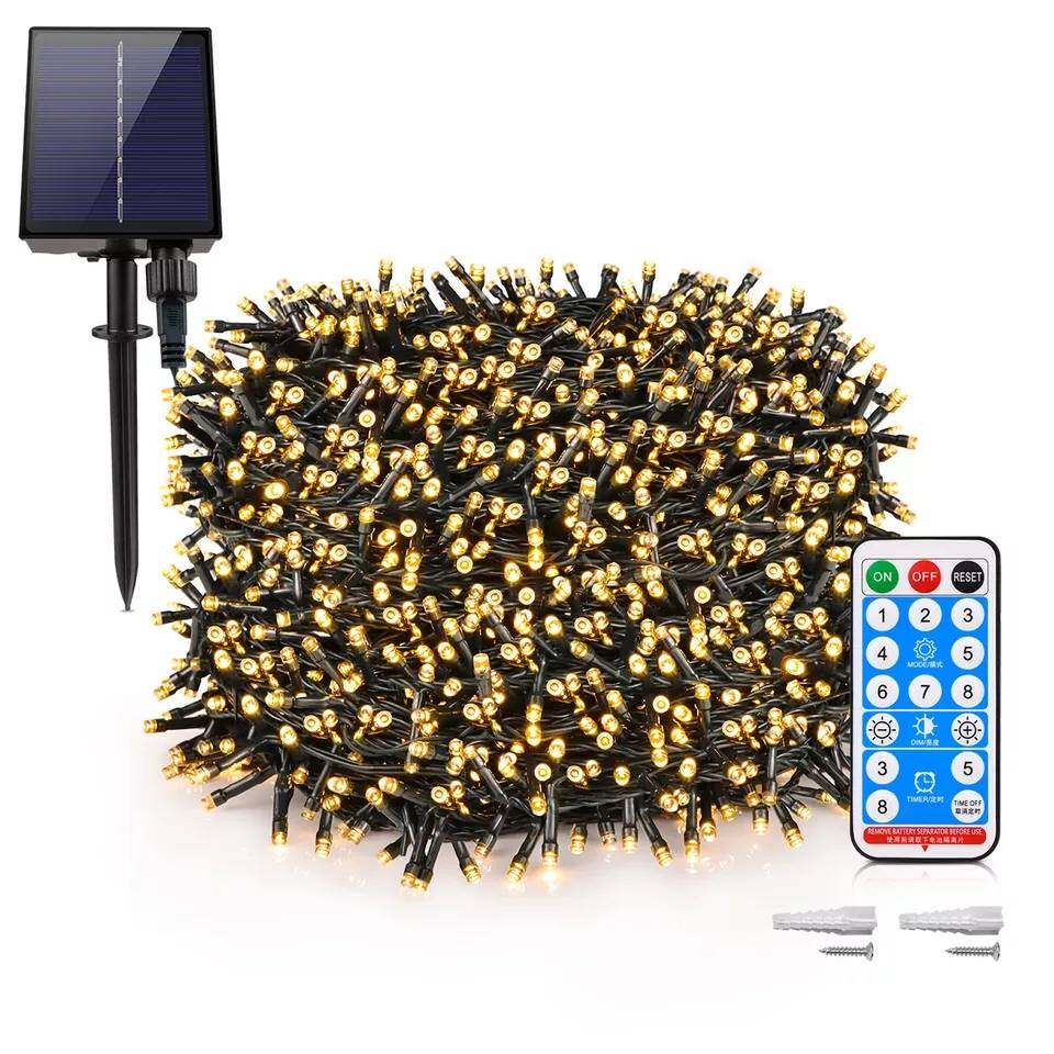 🔷ม้วนใหญ่ 100 เมตร🔷 ไฟประดับโซล่าเซลล์ led 8 โหมดการใช้งาน พร้อมรีโมท (ไฟปีใหม่ ไฟคริสมาส เเต่งไฟปีใหม่ ไฟกระพริบปีใหม่ ไฟแต่งร้าน ไฟตกแต่งร้านค้า ไฟสวนโซล่า)