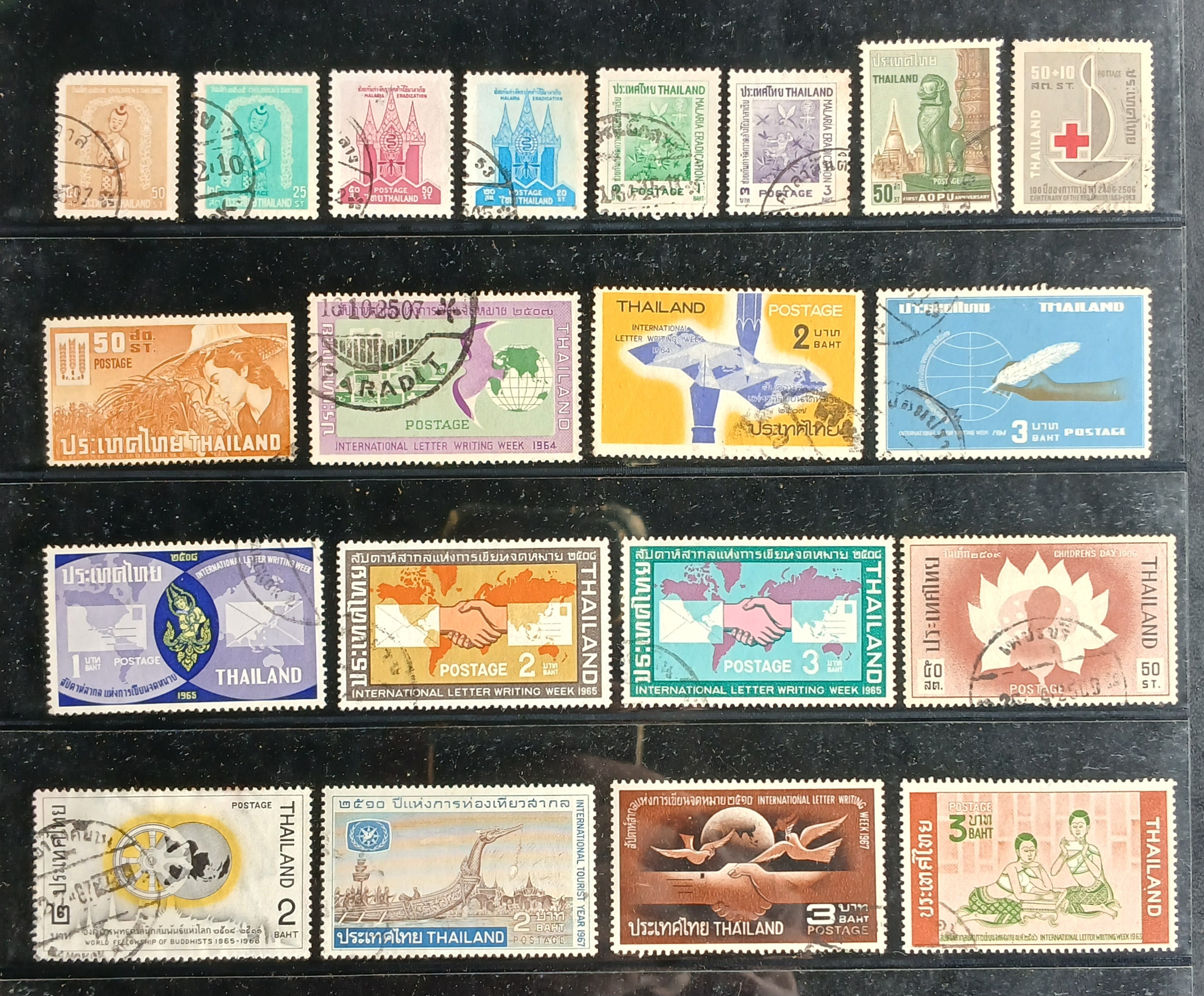 แสตมป์สมัย ร.9 ยุคต้น ช่วงปี 2498-2510 ใช้แล้ว 60 ดวงไม่ซ้ำ (เฉลี่ยดวงประมาณ 4 บาทกว่า) มีครบชุด, ดวงเดี่ยว, ดวงเศษ, ตัวติด (L9)