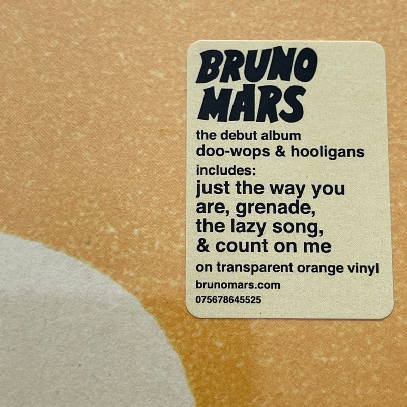 แผ่นเสียง Bruno Mars - Doo-Wops & Hooligans ,** Limited Edition, Orange Translucent, Vinyl, LP, Album มือหนึ่ง ซีล