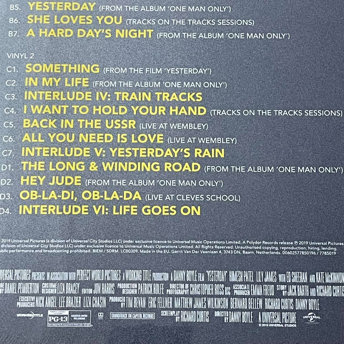 แผ่นเสียง Yesterday (Original Motion Picture Soundtrack) 2 × Vinyl, LP, Album, EU,แผ่นเสียงมือหนึ่ง