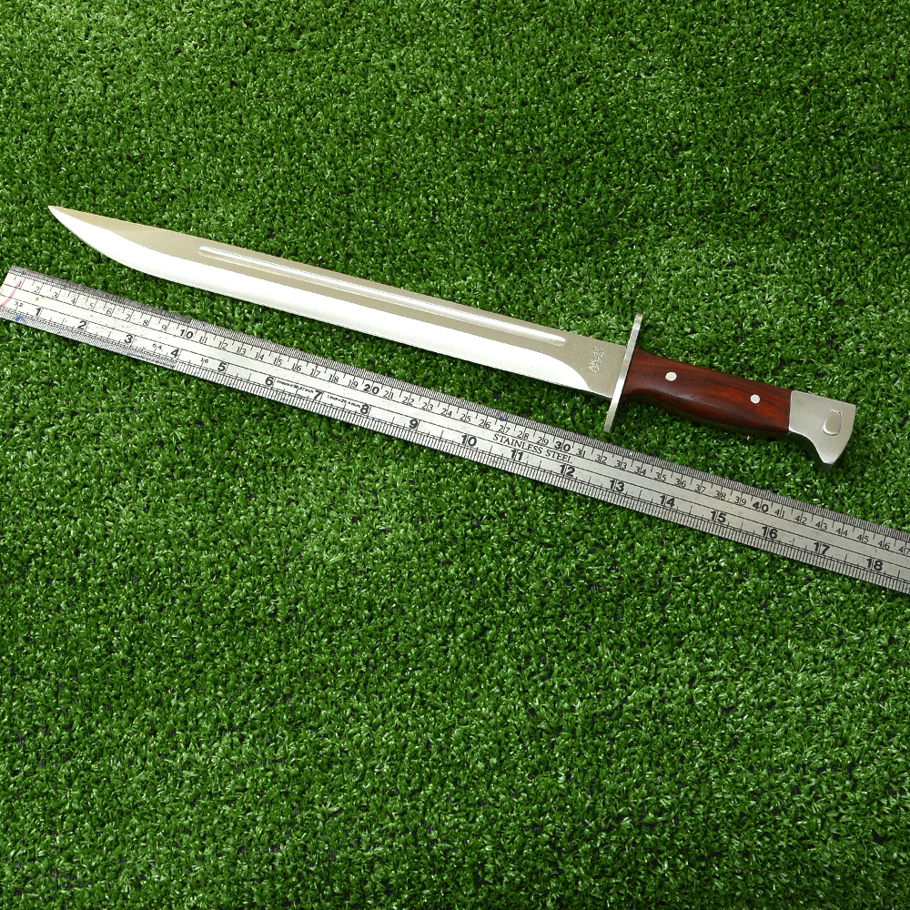 AK-210 มีดเดินป่า แคมปิ้ง ใบมีดสแตนเลส ซองหนัง PU สีน้ำตาลอ่อน 2 350 กรัม Brown 24 inch.