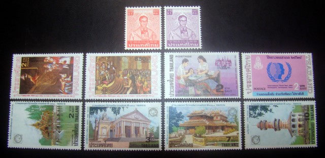 ((--ยังไม่ใช้--)) s2514-แสตมป์ในหลวง ร.9 ชุด7 ปี 2523 + แสตมป์ 4 ชุด ปี 2528 พิมพ์อังกฤษ-ฮอลแลนด์-ฝรั่งเศส ยังไม่ใช้ ราคาเบา น่าสะสมครับ