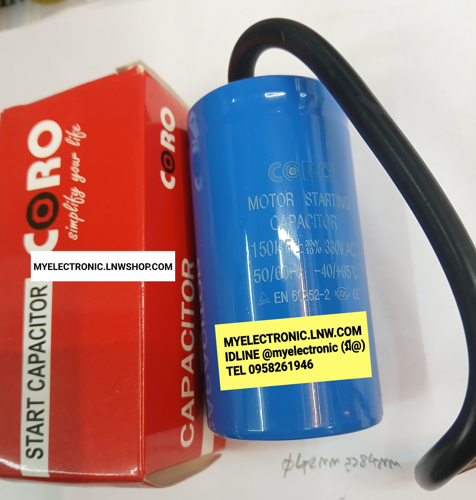 ขาย 150UF330V , 150MFD330V , ยี่ห้อ , CORO , รุ่น , MKA150 , ขนาด เส้นผ่านศูนย์กลาง อ้วน50มม.สูง100มม , 50x100MM. คาปาซิเตอร์ , CAPACITOR , CONDENSER , MOTOR , STARTING , คอนเดนเซอร์ , CONDENSUTOR , 150UF330Vมีสายไฟ , 150MFD330Vมีสายไฟ , CONDENSUTORI , แค