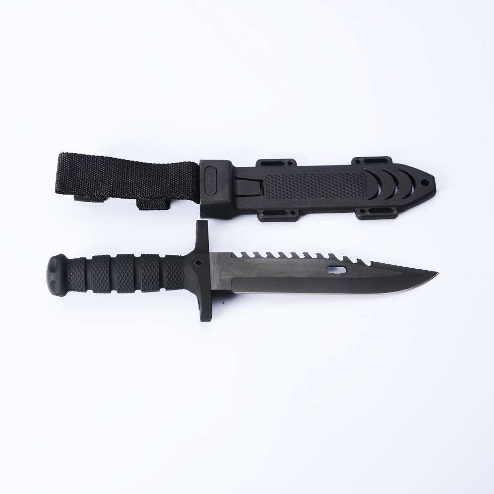 CB-1378A# มีดใบตาย มีดเดินป่า Fixed Black Blade ด้ามมีดยางกันลื่น มีดยาวรวมด้ามมีด 31.5 ซม. 1 390 กรัม Black 31.5 cm
