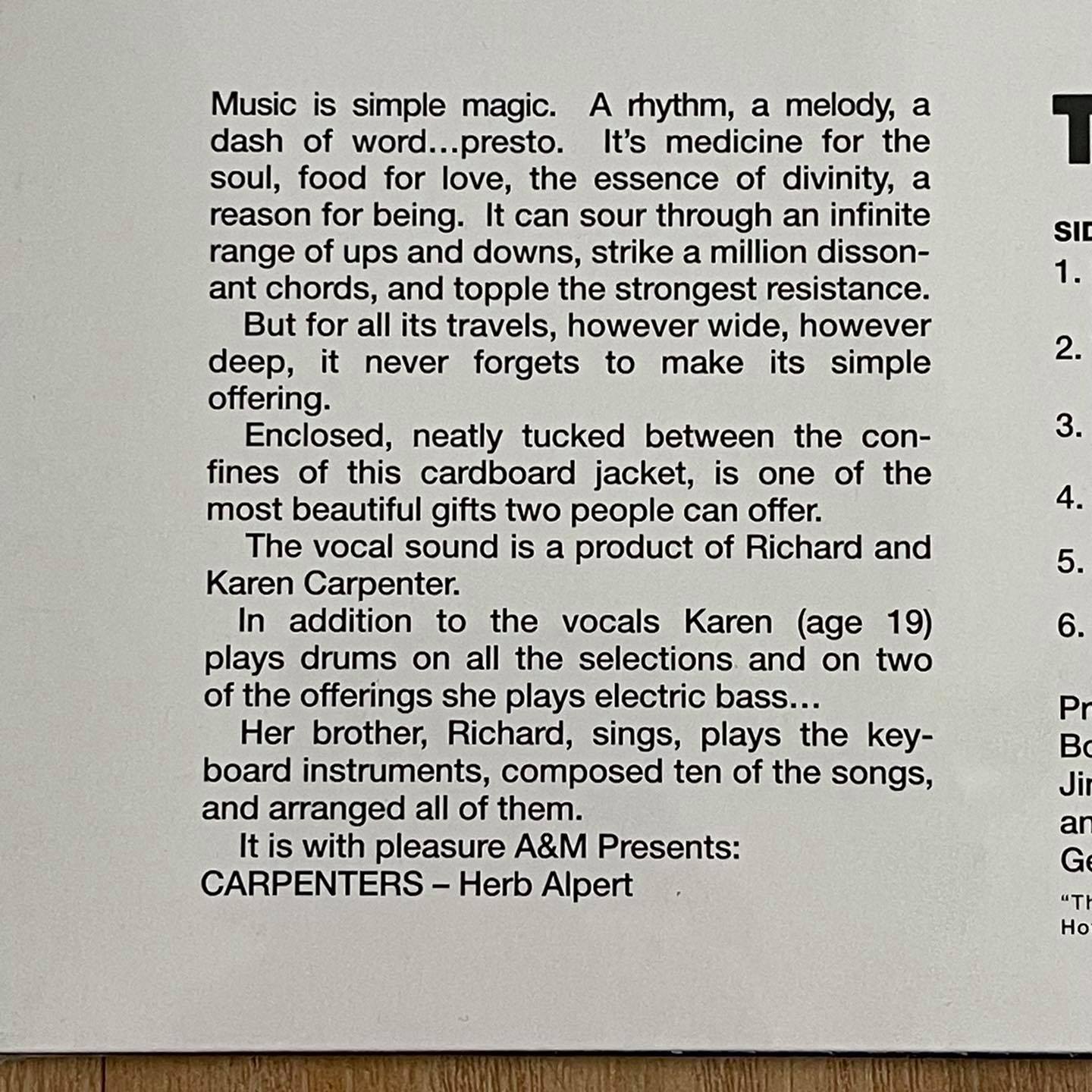 แผ่นเสียง Carpenters – Ticket To Ride ,Vinyl, LP, Album, Reissue แผ่นเสียงมือหนึง ซีล