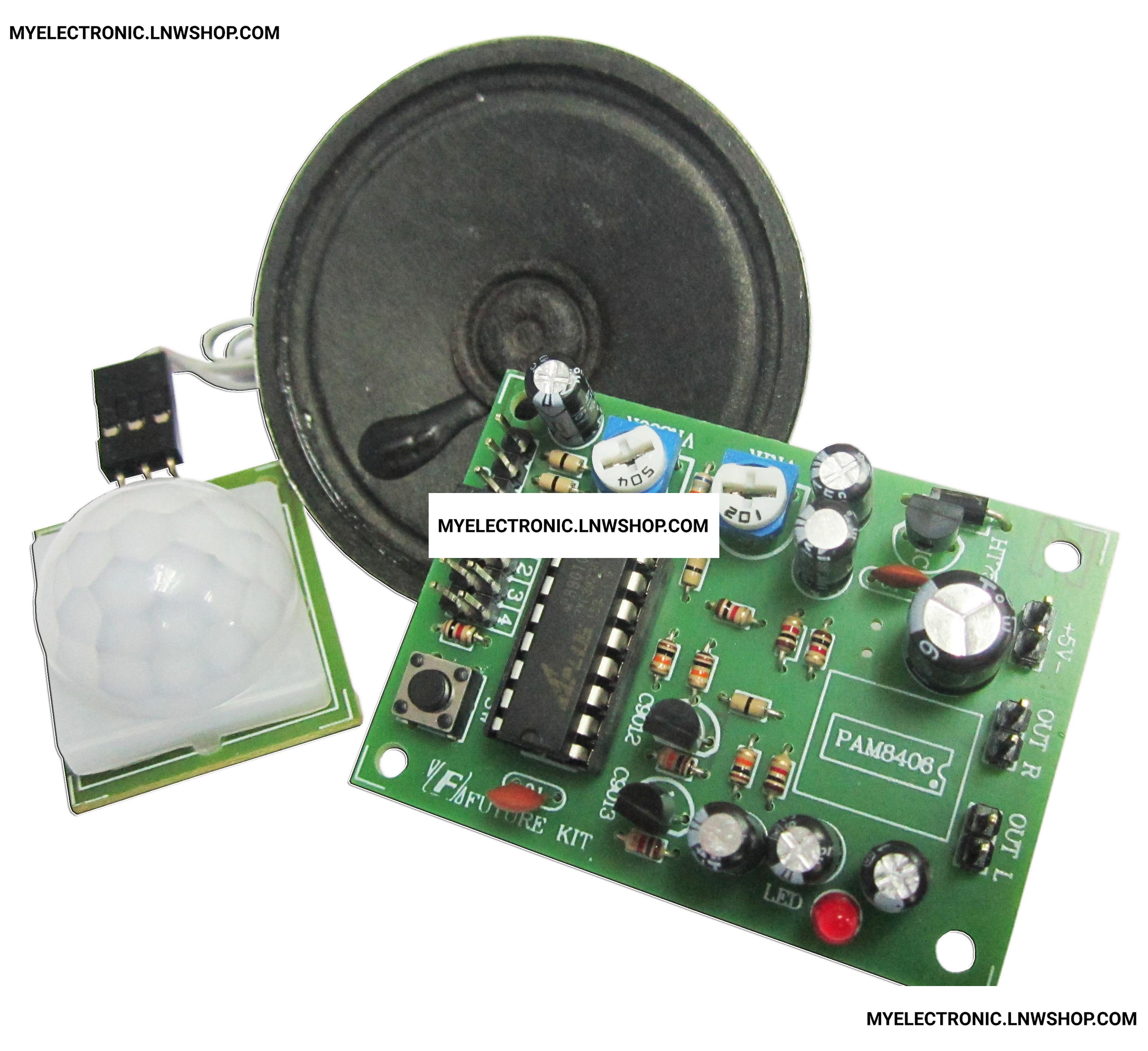 FK518 BACKING DOG ALARM SENSER วงจรสุนัขเฝ้าบ้านใช้ PIR CENSORชุดคิทยังไม่ประกอบลงปริ้นยี่ห้อFUTURF KIT ราคาชุดละ