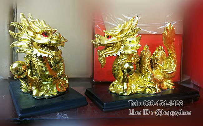 ของขวัญวันขึ้นบ้านใหม่ มังกรเหยียบเมฆสีทอง 1 คู่ ขนาด 6 นิ้ว