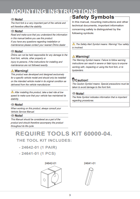สปริงโช๊คหน้า OHLINS FDK 112 FOR HONDA MONKEY 125 2018-2023