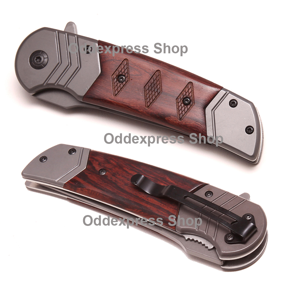 B-35 มีดเดินป่า มีดพก มีดพับ DA99 Buck Folding Knife ด้ามไม้ เหล็ก ใบมีดสแตนเลส มีดยาว 22.5 ซม. 2 0 กรัม Brown 22.5 cm