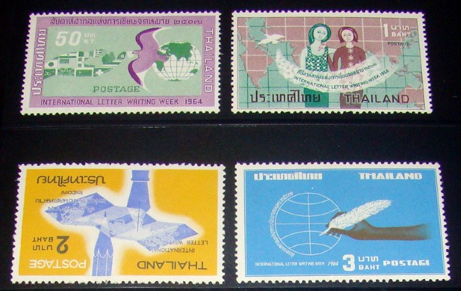 s751-แสตมป์ชุดสัปดาห์สากลแห่งการเขียนจดหมาย ปี 2507 ครบชุด 4 ดวง ยังไมใช้ สวย หายาก ราคาเบา น่าสะสมครับ