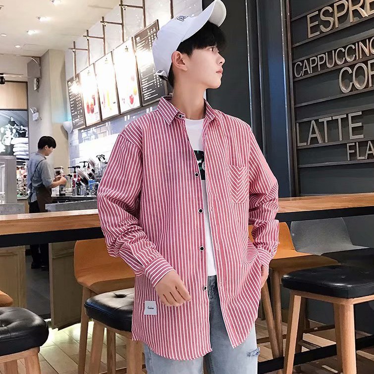 ✅ ลดล้างสต๊อค (S12 ลายเส้นถี่แนวตั้ง) ผ้า oxford เสื้อเชิ้ตแขนยาว Shirt แฟชั่น เสื้อเที่ยว M L XL XXL 2XL
