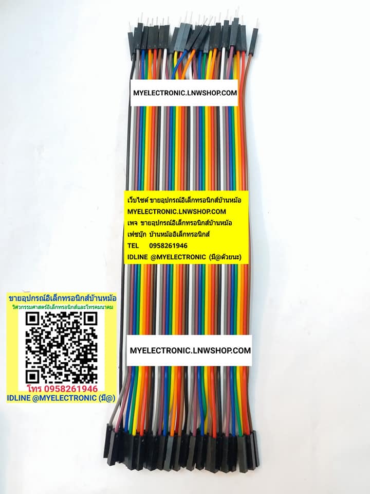 ขาย สายเสียบโฟโต้บอรด์ สายเดินวจร สายจัมป์โฟโต้บอรด์ สายจัมป์เปอร์ สาย JUMPER ผู้+เมียมี40เส้น ยาว21ซม ราคา . . . . หน่วย บาท