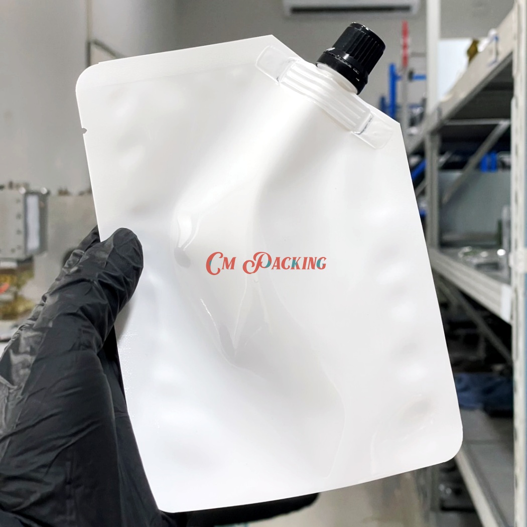 ถุงลามิเนต ฝาเกลียว (50ใบ) ใส่น้ำ กาแฟ Coldbrew ชา สีขาว ตั้งไม่ได้ ซีลปิดก้นถุง