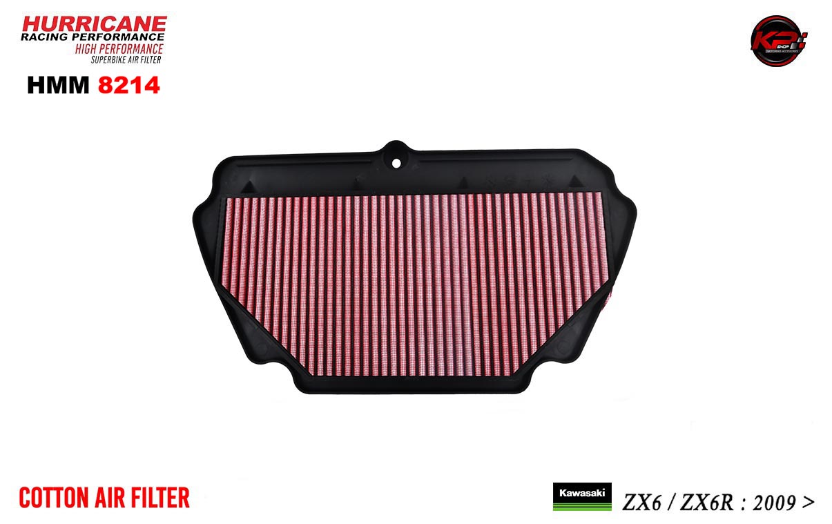 กรองอากาศ HURRICANE FOR KAWASAKI ZX6/ZX6R (COTTTON) HMM 8214