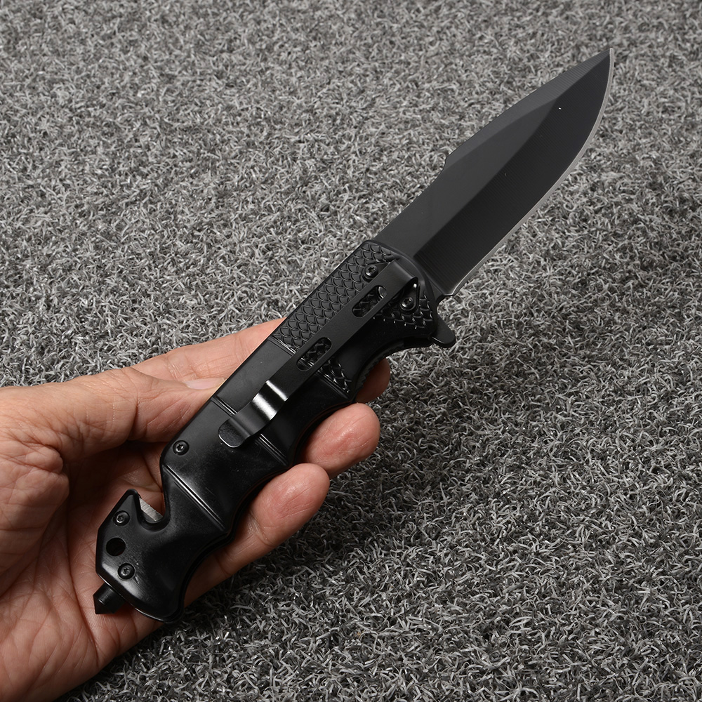 BN-60 มีด มีดพับพกพา มีดแคมปิ้ง Black Browning Folding Knife ยาวรวมด้ามมีด 22 ซม. ชิ้น 330 กรัม Black 22 cm.
