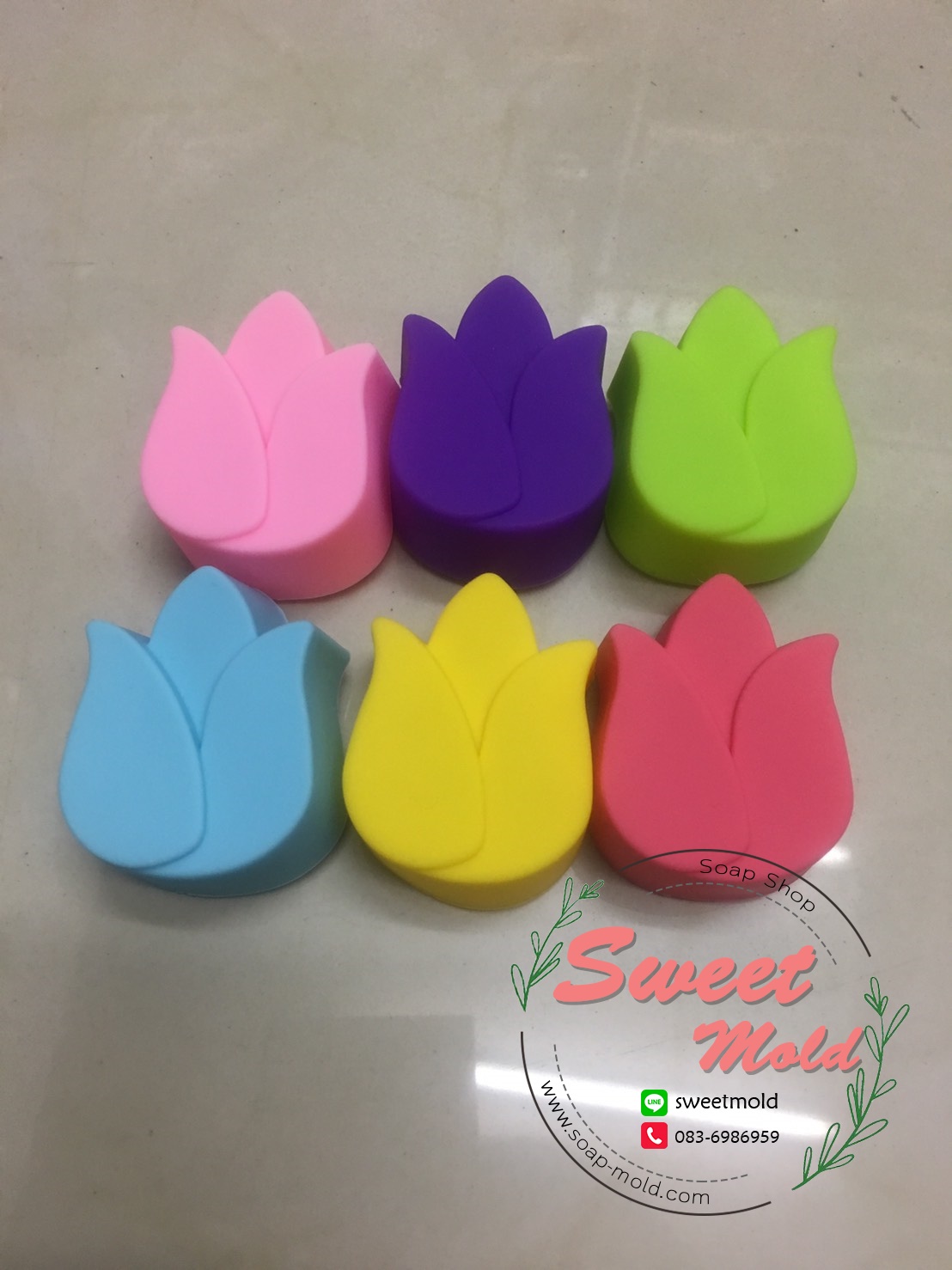 แม่พิมพ์ดอกทิวลิป แพ็ค6ชิ้น 3.5x5x2.5cm : 006676