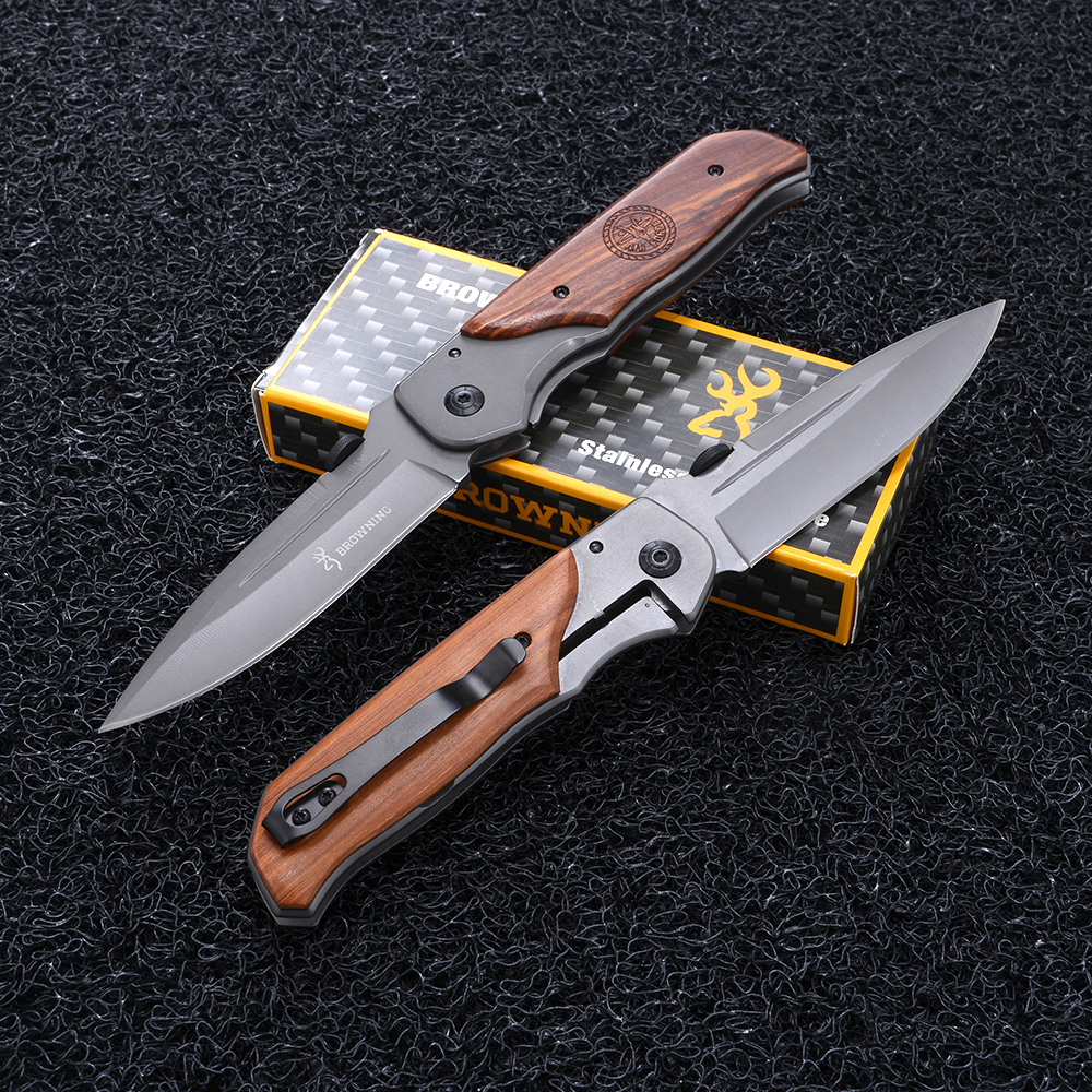 BN-08-09 มีดเดินป่า มีดพับพกพา แคมปิ้ง Browing Folding Pocket Knife 1 230 กรัม Black 20-22 cm