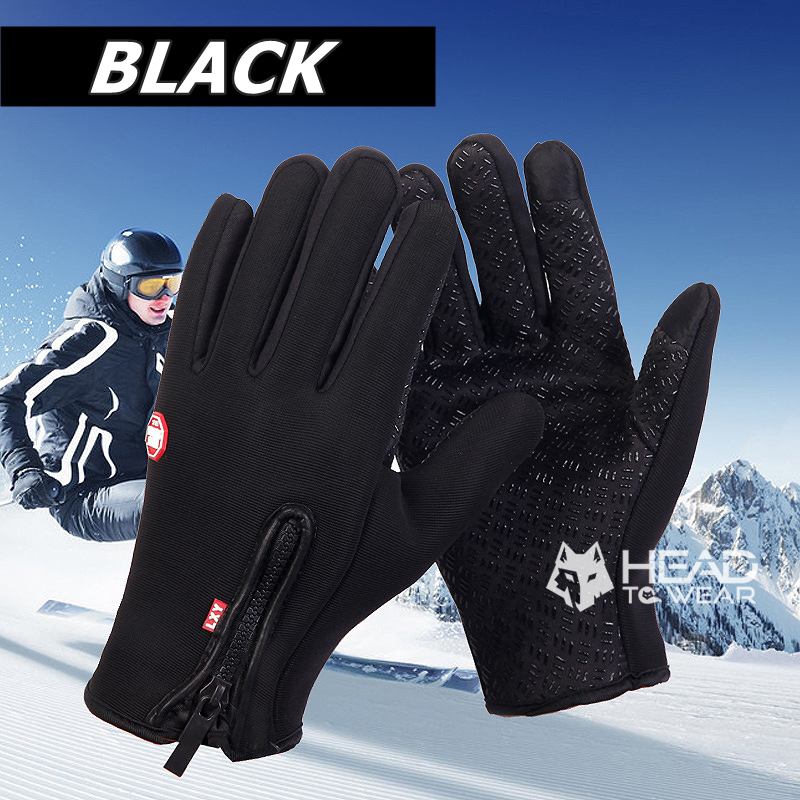 ถุงมือกันหนาว กันความเย็น เต็มนิ้ว : สีดำ Black รหัส GT021