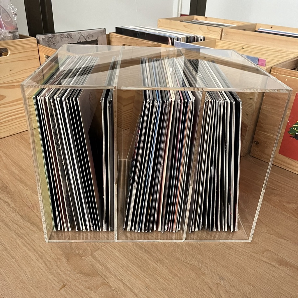 ลังอะคริลิคเก็บแผ่นเสียง ลังวางแผ่นเสียง ลังอะคริลิควางแผ่นเสียง กล่องอะคริลิคเก็บแผ่นเสียง 3ช่อง