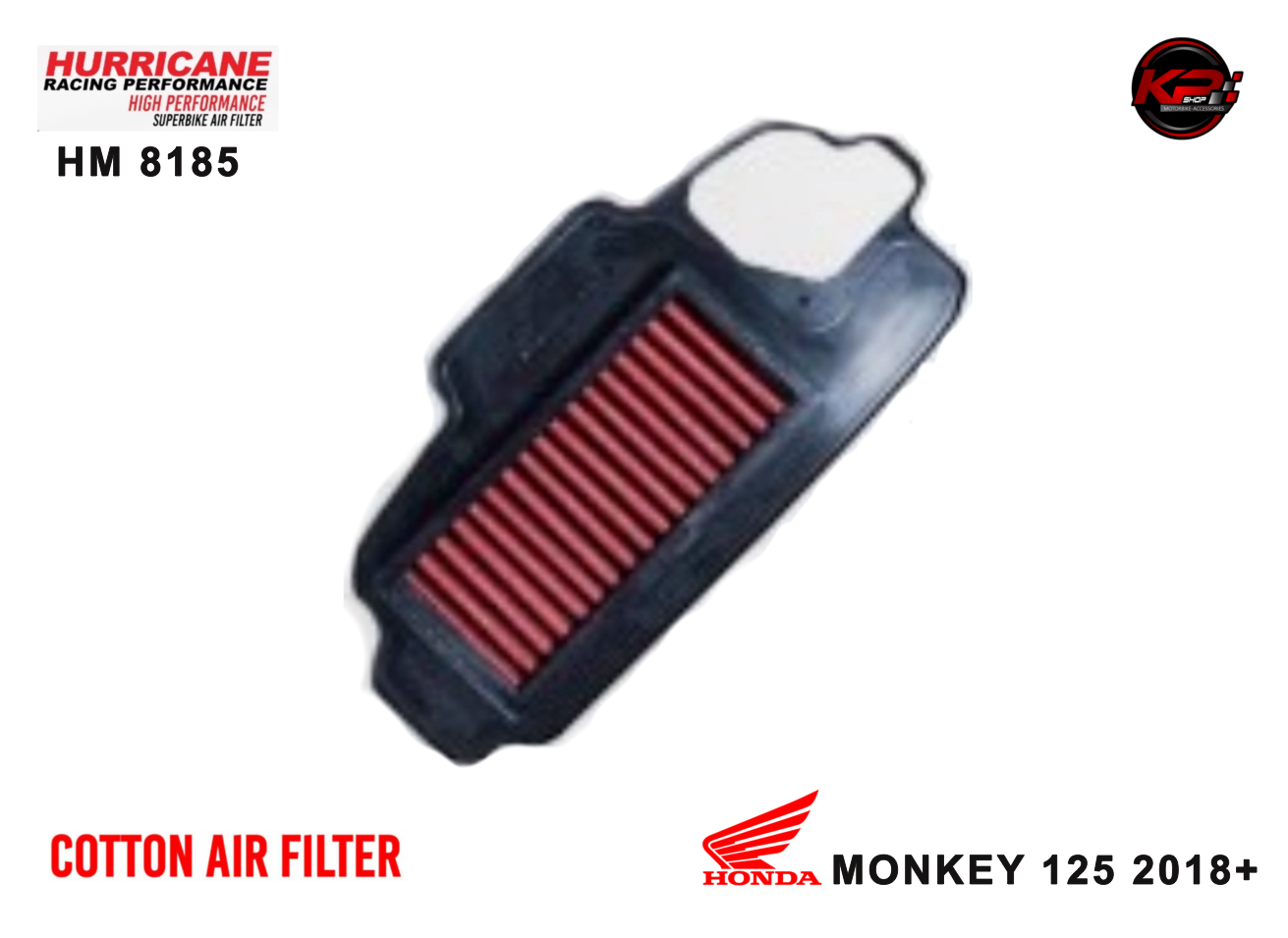 กรองอากาศ HURRICANE FOR HONDA MONKEY 125 2018+ (cotton) HM8185