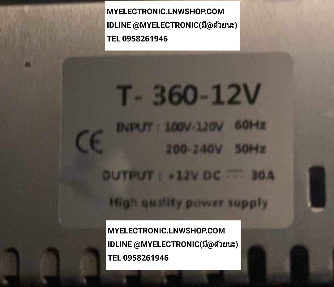 ขาย สวิทชิ่ง12V30A ยี่ห้อ SWICTHING POWER SUPPLY สวิทชิ่ง12VDC30A สวิทชิ่ง 12V30A รุ่น T-360-12 MODEL T360-12 ราคา ตัวละ . . . หน่วย บาท