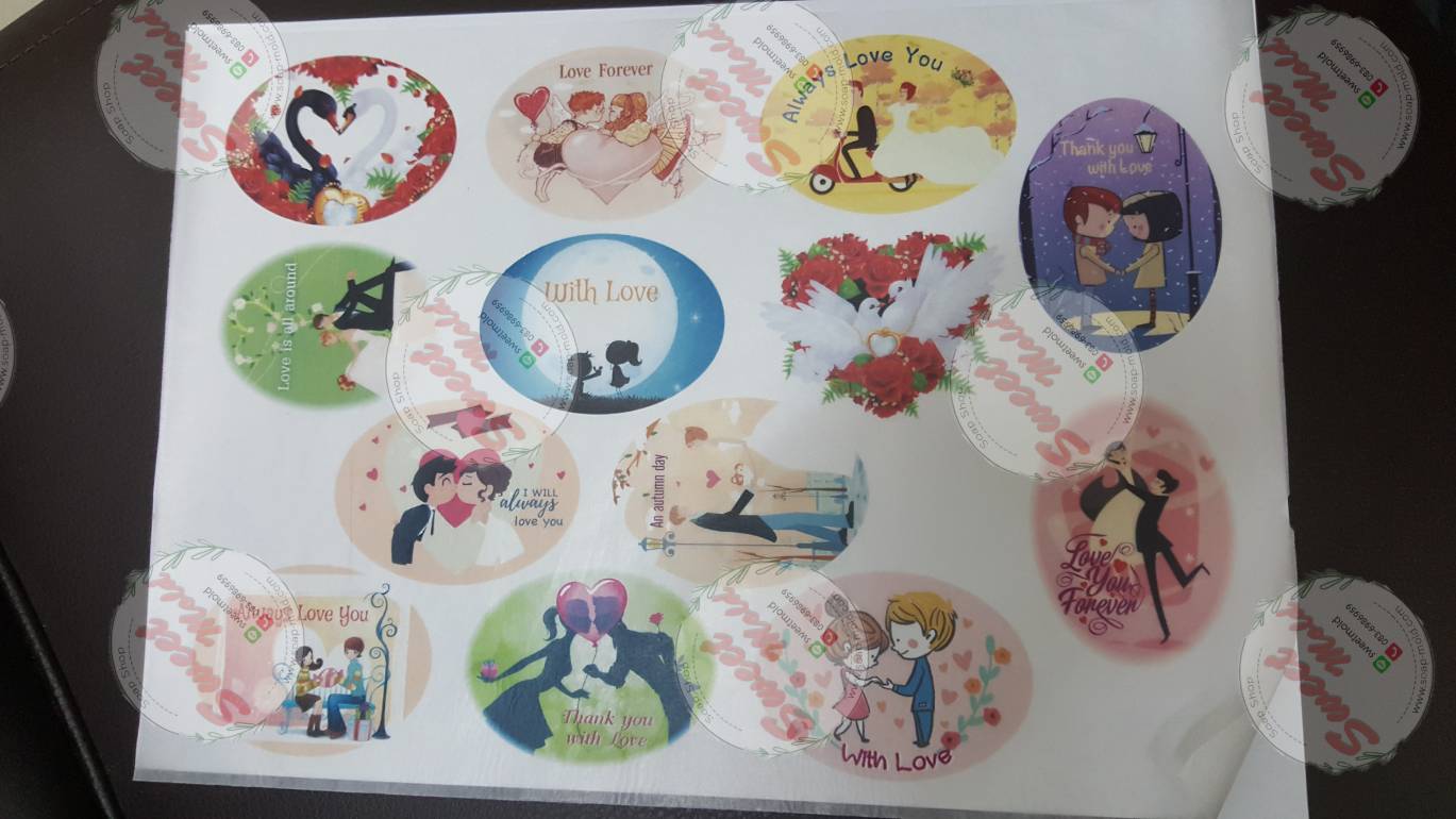 กระดาษเดคูพาจ(ทำสบู่) ลาย in love :006198
