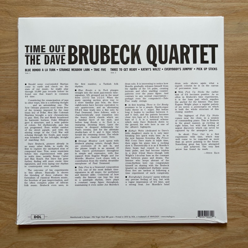 แผ่นเสียง The Dave Brubeck Quartet - Time Out , Vinyl, LP, Album, Reissue, Blue Vinyl ,มือหนึ่ง ซีล