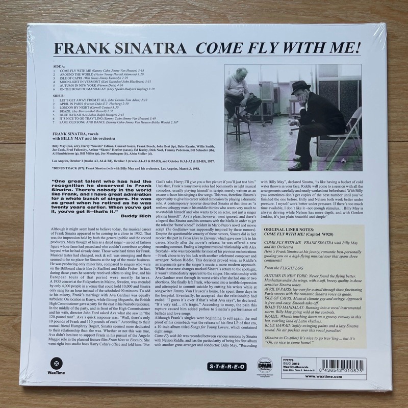แผ่นเสียง Frank Sinatra - Come Fly With Me , Vinyl, LP, Album, Reissue ,EU,มือหนึ่ง ซีล