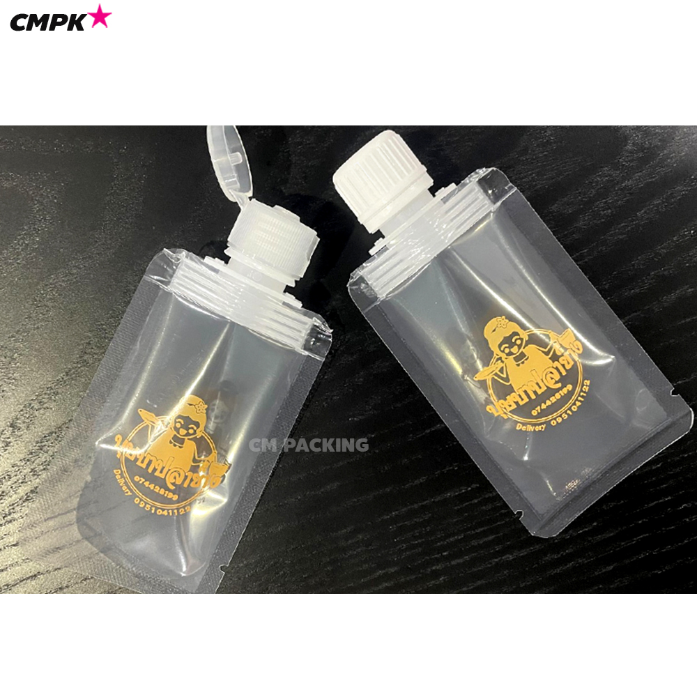 ถุงฝาเกลียวใส่น้ำจิ้ม เยลลี่ น้ำสลัด พลาสติกใสล้วน ทนร้อน แช่แข็งได้ ฝาใหญ่ Big Cap 1.6 CM (100 ใบ)