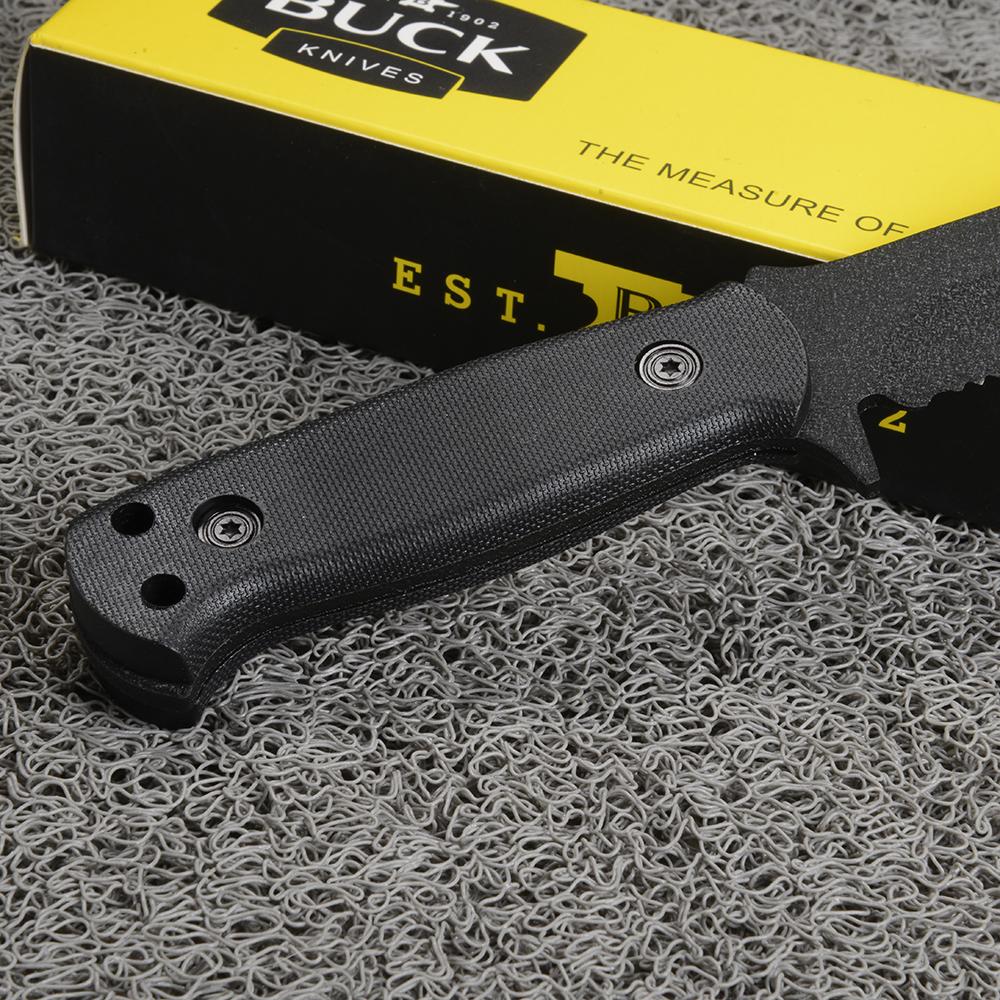 BUCK 622 USA FIXED BLACK BLADE มีดใบตาย มีดเดินป่า มีดโบวี่ มีดแคมปิ้ง มีดพก ด้ามมีดยางกันลื่น ความยาวรวม 9.5 นิ้ว 1 350 กรัม Black 9.5 in.