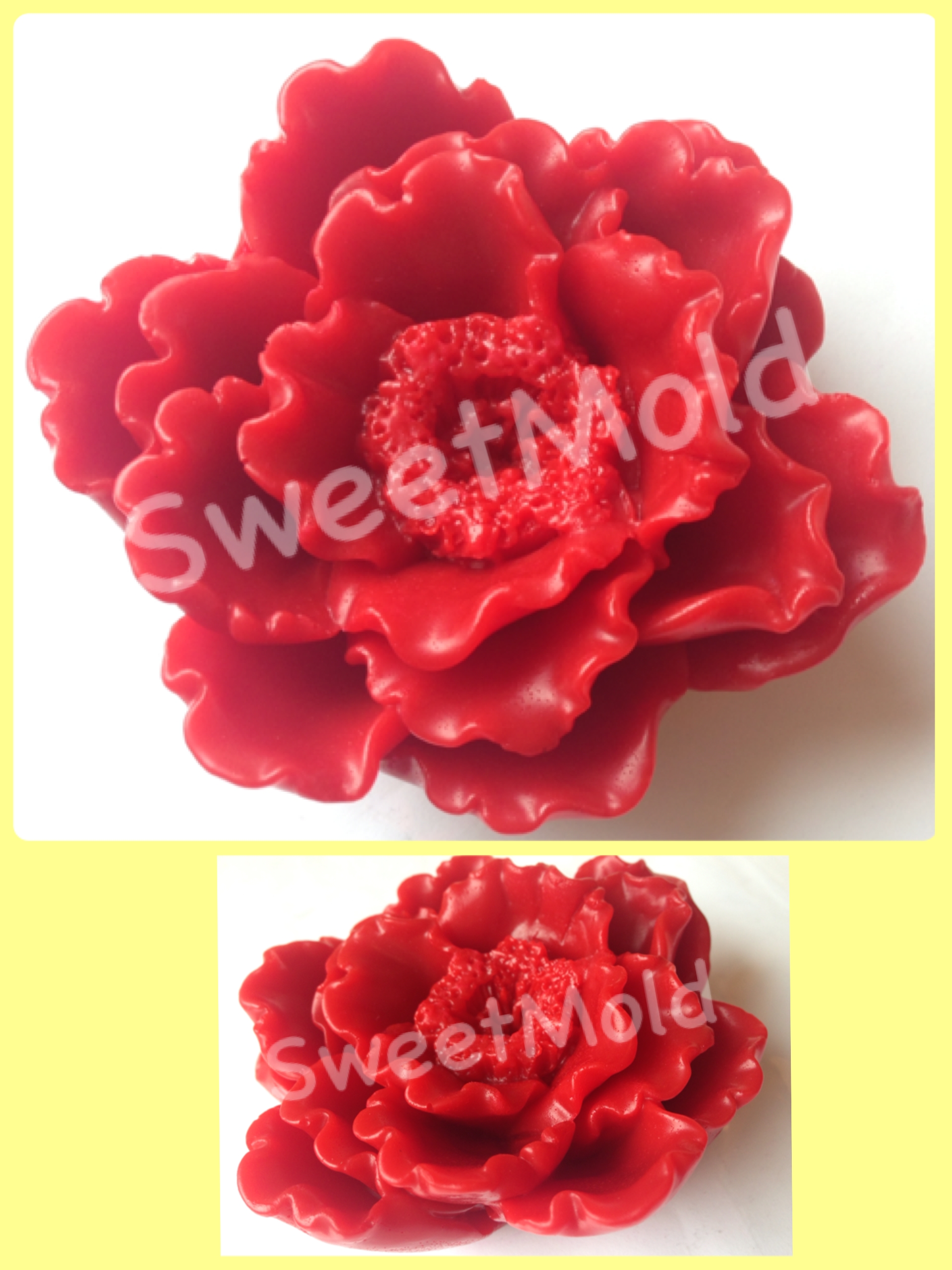 แม่พิมพ์ รูป ดอกโบตั๋น หรือ ดอกพิโอนี่ (peony) 4 ช่อง