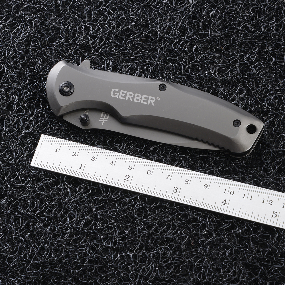GB-269 มีดพับ มีดพับพกพา ใบมีดสปริงดีด ด้ามโลหะสีไทเทเนียมใบสแตนเลส ยาว 20 ซม.No.342 1 220 กรัม ไทเทเนียม 20 แท.