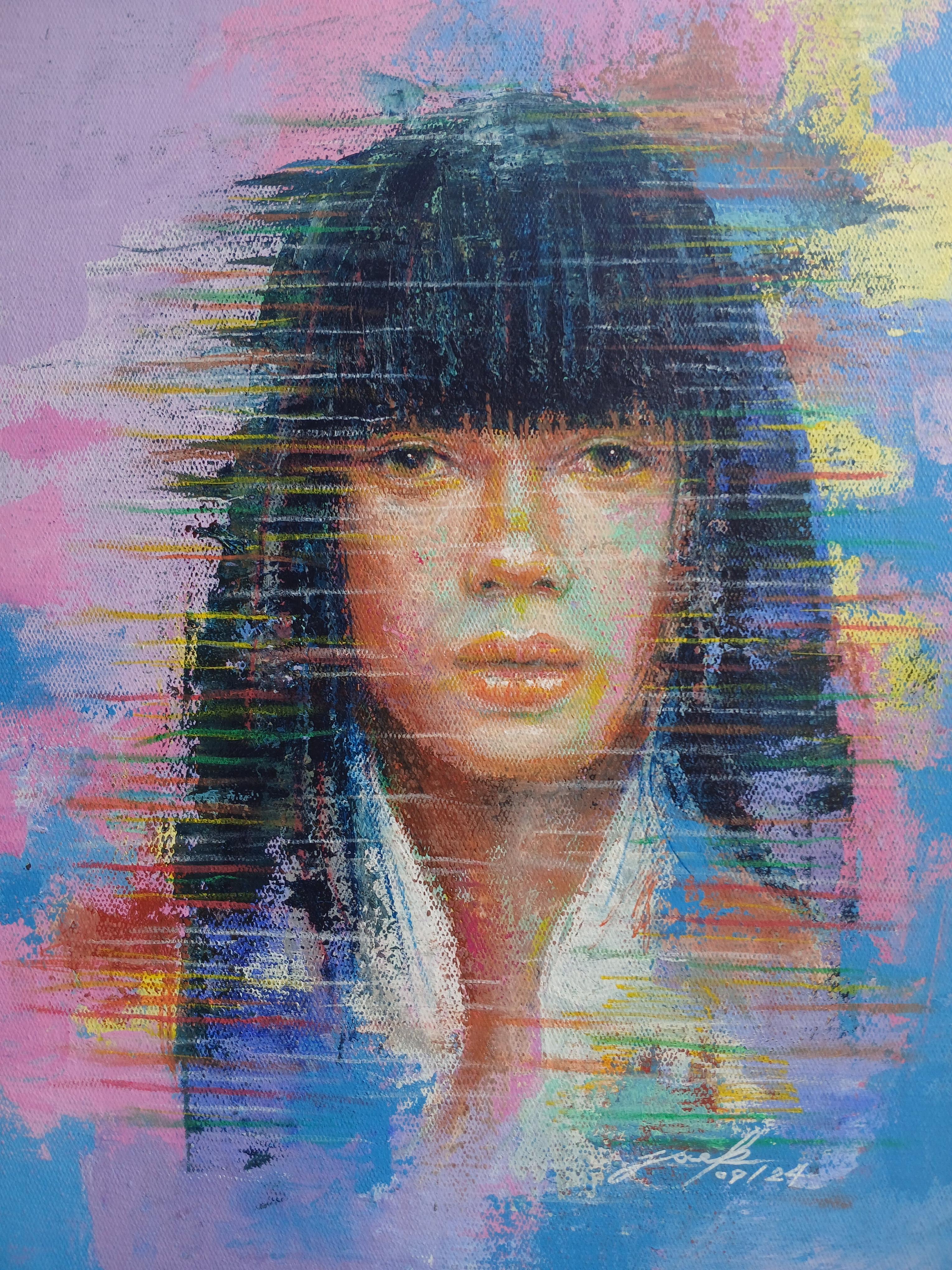 Portrait ภาพวาดสีอะครีลิค บนเฟรมผ้าใบ ขนาด 30 cm. x 40 cm.