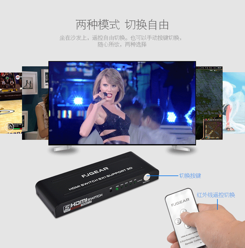 FJ Gear HDMI Switch 5 out 1 3D