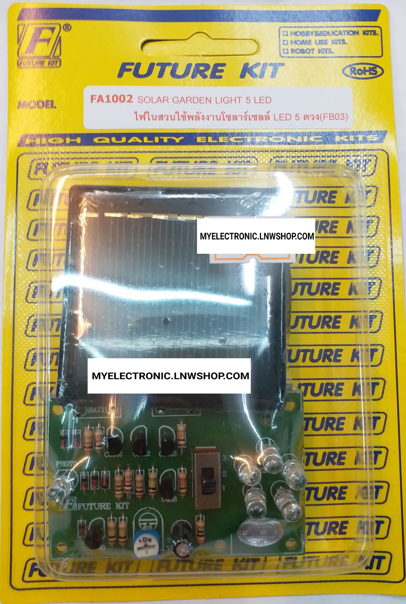 ขาย FA1002 ไฟในสวนใช้โซลาร์เซลล์ LED 5 ดวง ชุดประกอบลงปริ้นแล้ว วงจร FA ชุดลงปริ้น แล้ว ชุดประกอบลงปริ้น แล้ว ยี่ห้อ ฟิวเจอร์คิท FUTURE KIT ของแท้ โครงงาน อิเล็กทรอนิกส์ เพื่อการศึกษา เรียนรู้ ทำ โปรเจ็ค PROJECT นักเรียน นักศึกษา ราคา ชุดละ ตัวละ . . . . 
