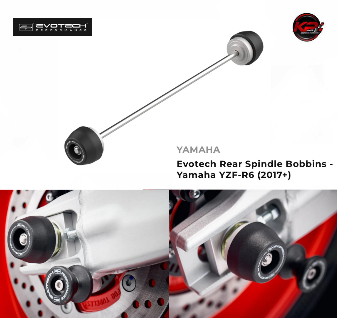 กันล้มหลัง Evotech Rear Spindle Bobbins - Yamaha YZF-R6 (2017+)