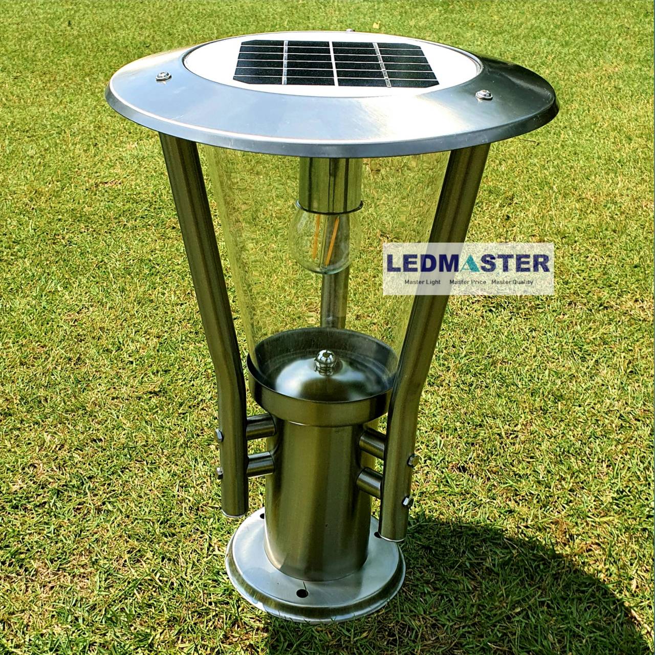 ✔NEW Solar Lamp Light โคมไฟหัวเสาโซล่าเซลล์ อะลูมิเนียมอย่างดี ทรงหรู ขนาด 35 CM เเถมฟรี หลอดไฟ led วินเทจ เเสง warmwhite ไฟโซล่าเซลล โคมไฟหัวเสา Solar