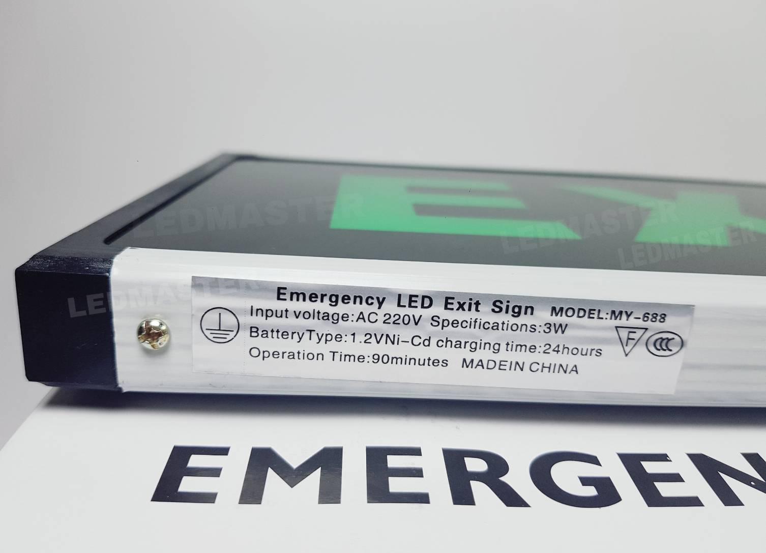 LED Exit Sign ป้ายไฟทางออก ป้ายสัญลักษณ์บอกทางออก ทางหนีไฟ สำรองไฟ 3-5 ชั่วโมง ชนิดเเขวน 220V มาตรฐานอุตสาหกรรม มีประกันสินค้า