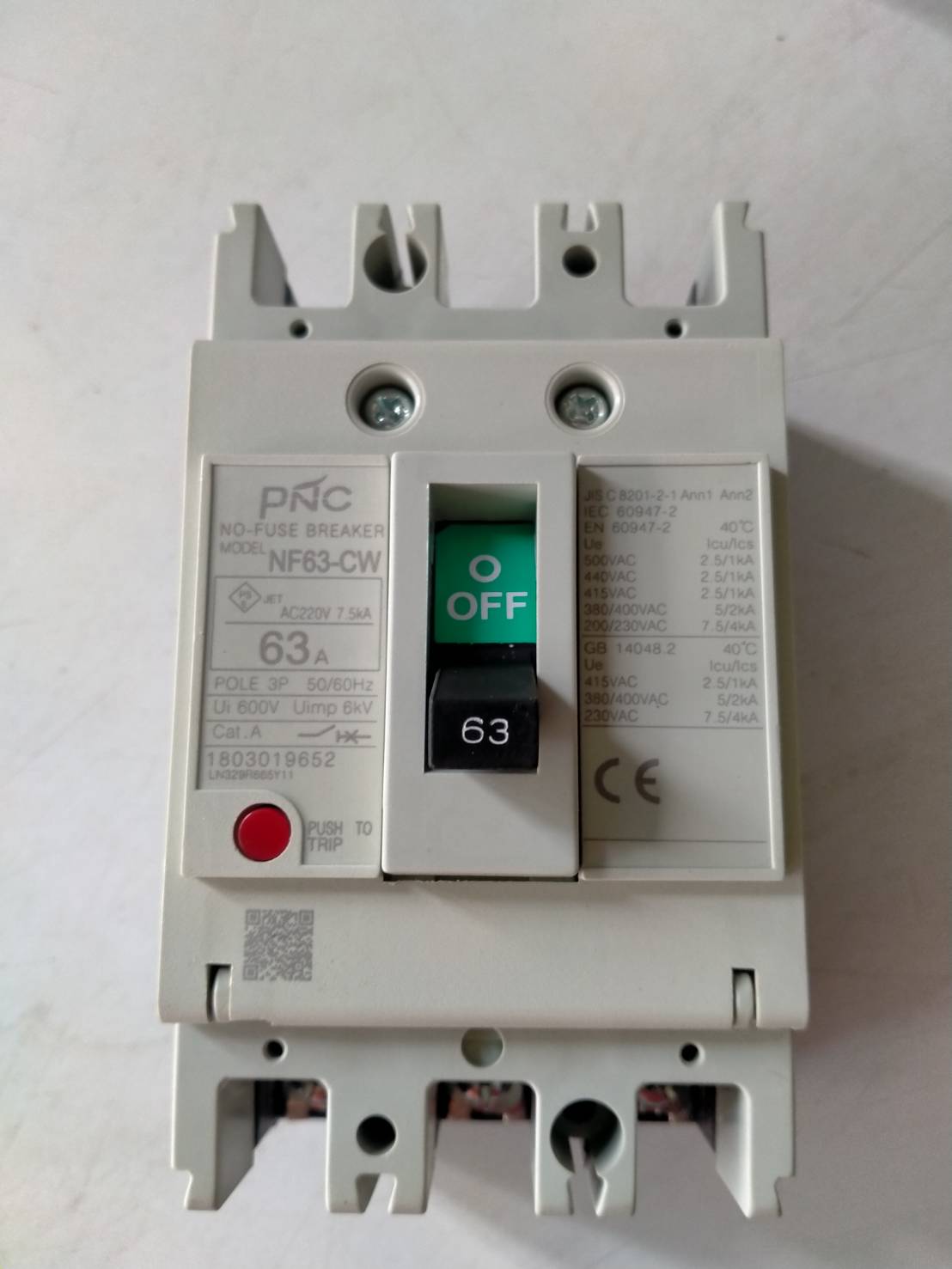 เบรคเกอร์ NF63CV 3P 63A ยี่ห้อ PNC