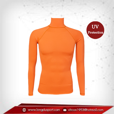 เสื้อรัดกล้ามเนื้อ Rash Guard แขนยาวคอเต่า สีส้ม มี Size S M L XL