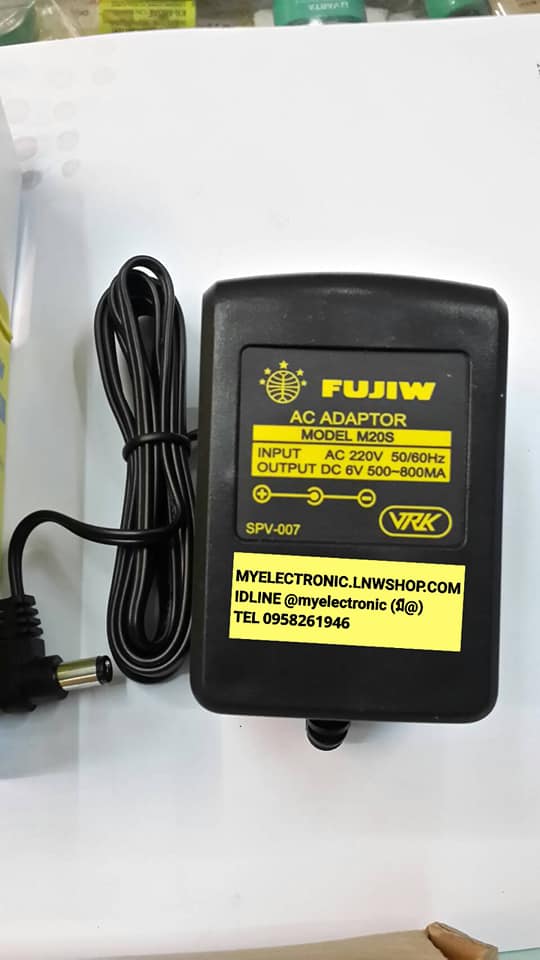 ขาย อะแดปเตอร์9V DC 500-800mA ชนิดขั้ว+อยู่ใน รุ่น M20S ยี่ห้อFUJIW AC ADAPTER อะแดปเตอร์ 9V DC ราคา ตัวละ . . . . หน่วย บาท