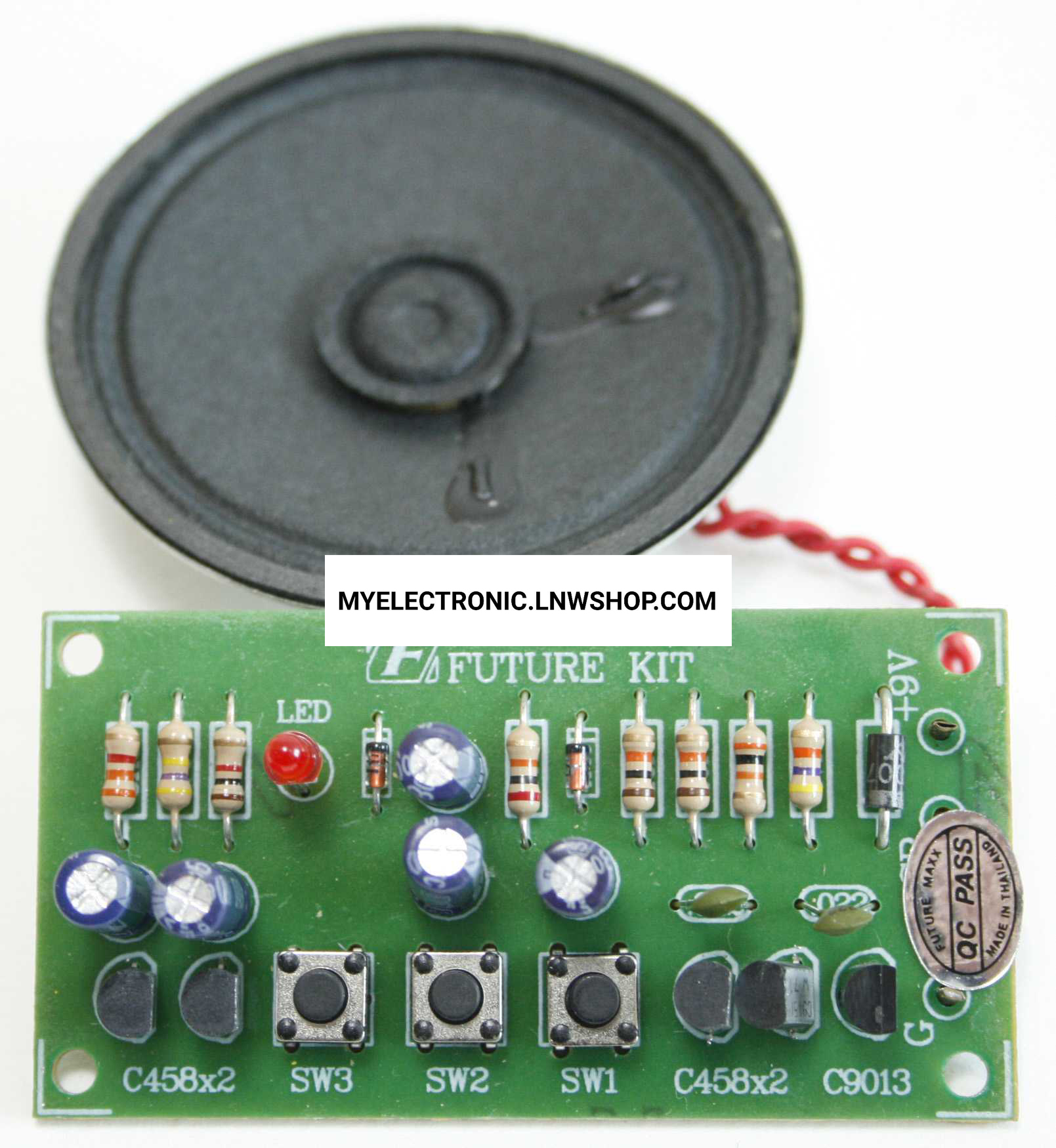 ขาย FA272 วงจรเสียงปืนอวกาศ 3โทน พร้อมลำโพง ชุดลงปริ้น วงจร FA ชุดลงปริ้น แล้ว ชุดประกอบลงปริ้น แล้ว ชุดประกอบลงปริ้นแล้ว ยี่ห้อ ฟิวเจอร์คิท BRAND FUTURE KIT ของแท้ โครงงาน อิเล็กทรอนิกส์ เพื่อการศึกษา เรียนรู้ ทำ โปรเจ็ค PROJECT นักเรียน นักศึกษา ราคา ชุ