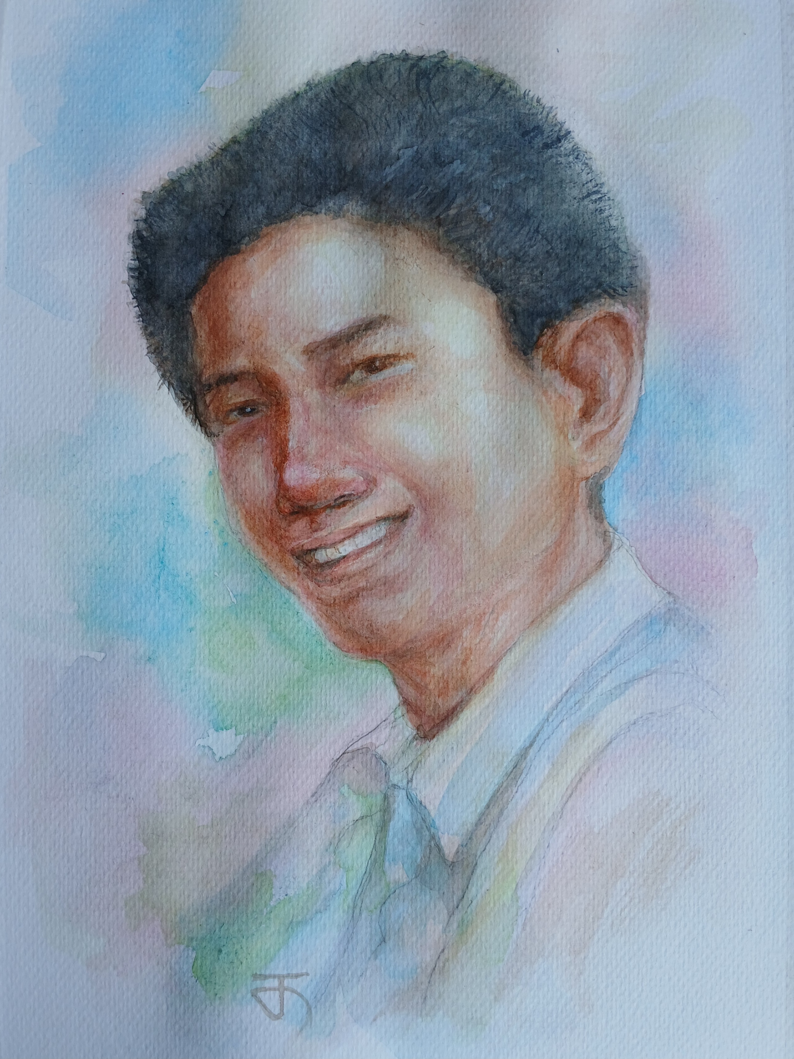 Portrait-2501-x7 สีน้ำ บนกระดาษ Canson 320 แกรม ขนาด [A4] 21 cm. x 29.7 cm.