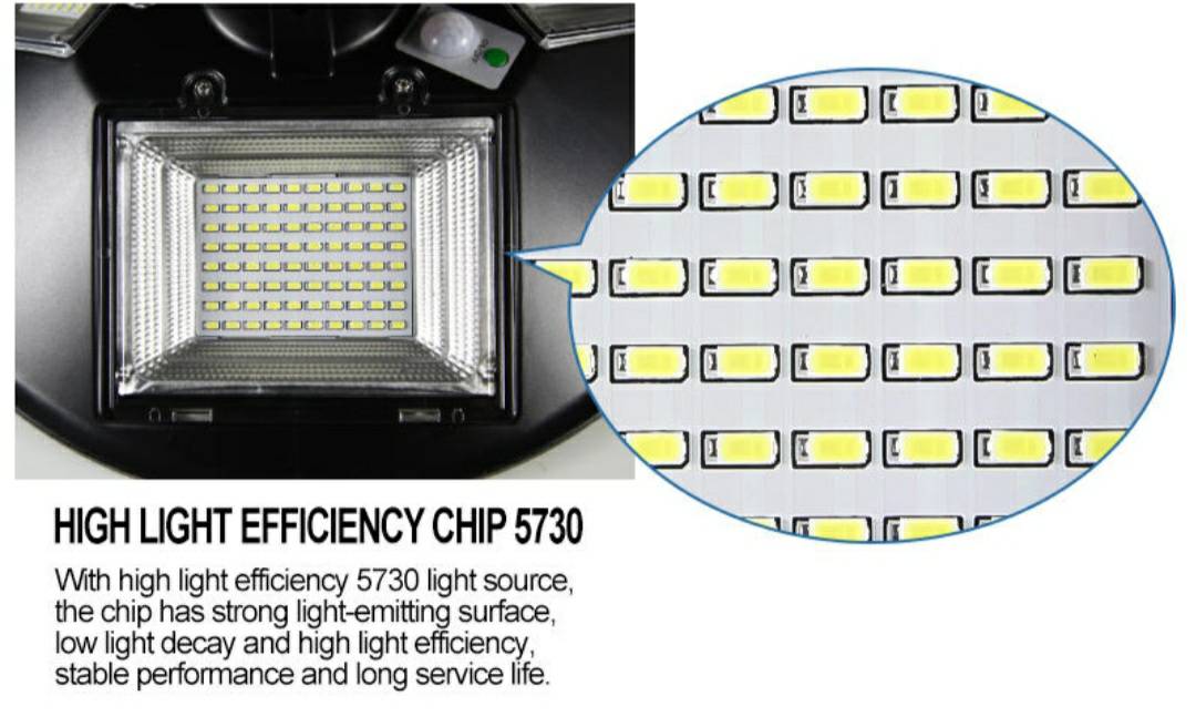 เเสง warmwhite โคมไฟส่องถนนโซล่าเซลล์ UFO 500W 400 LEDs แบบ 5 ทิศทาง
