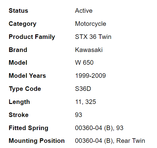 โช๊คหลัง OHLINS KA 224 FOR KAWASAKI W650 / W800