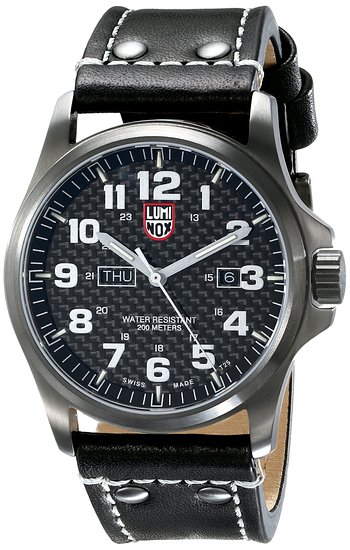 Luminox Men's A.1921 'Atacama' Carbon Fiber Dial Black Leather Strap Quartz Watch
