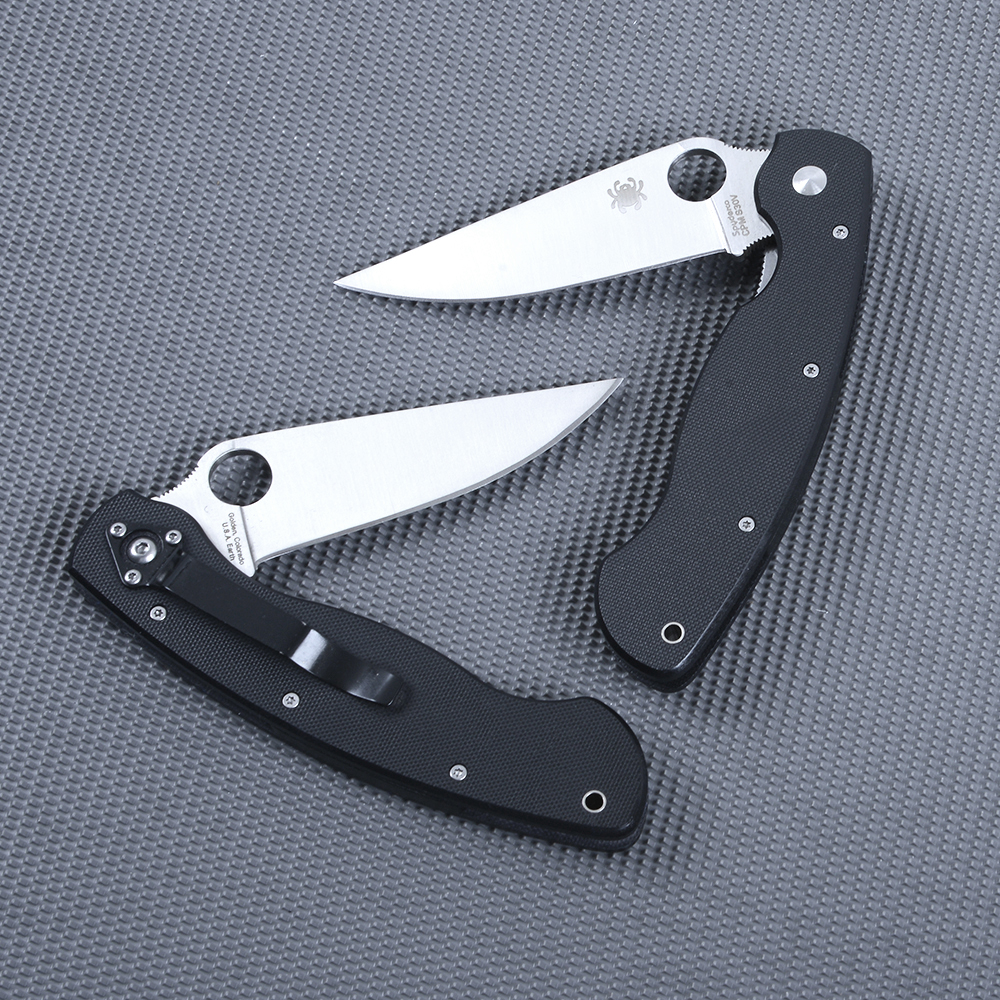 SPC#Large Black มีดเดินป่า มีดแคมปิ้ง Spyderco CPM S30V มีดพับ เหล็กใบมีดสแตนเลส 1 350 กรัม Black 24 cm.