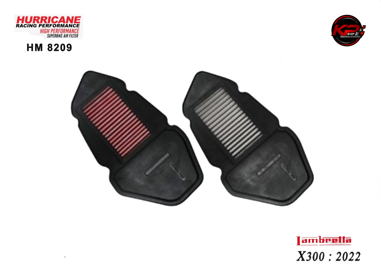 กรองอากาศ HURRICANE FOR LAMBRETTA V300 2022 (STANLESS) HM8209
