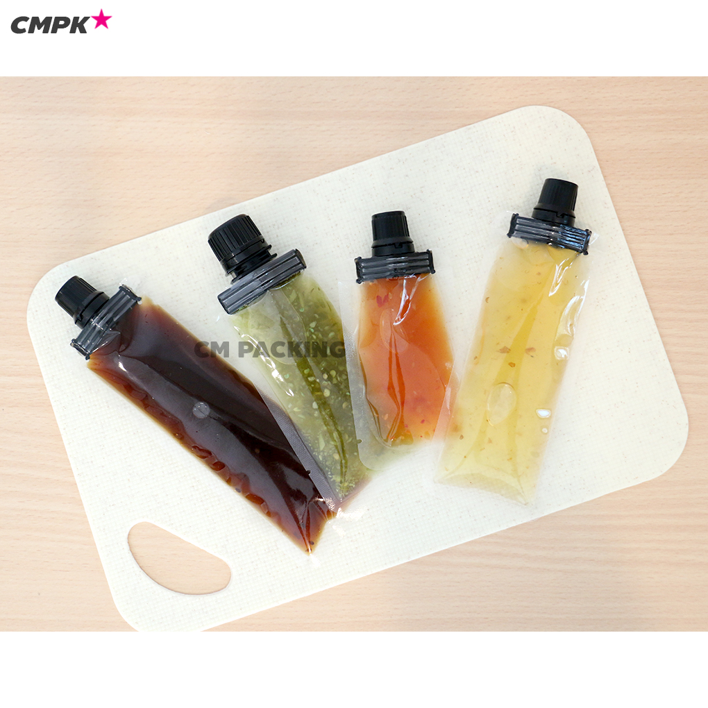 ถุงฝาเกลียว ใส่น้ำ ใส่น้ำจิ้ม ใส่ของเหลว ฝาดำ BIG CAP ขนาดบรรจุ 15-80mL (100ใบ)